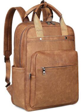 Leather Laptop Backpack for Women, Stylish Computer Bag